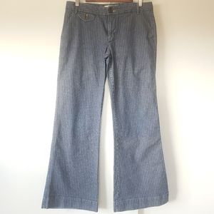 Y2k low rise pin striped wide leg jean trousers, size 10